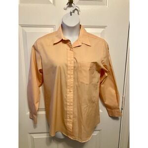 Foxcroft Women's Sz 12 Long Sleeve Shirt Button Peach Orange‎ Wrinkle Free
